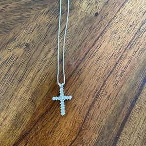 14K white gold diamond cross